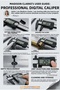 Professional Digital Caliper 150mm - Carbon Fiber Body, Precision Lcd Display, Inch/Metric Measuring Tool 722567 - 7