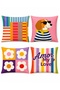 Amor Mio Patterned 4-Piece Throw Pillow Cover Set - 3