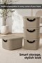 3-Piece Storage Box with Lid - Multi-Purpose Decorative Organizer Closet Organizer Basket 19Lt Beige - 3