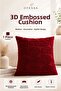 Embossed Textured Burgundy Cushion Cover Decorative Zippered Modern Sofa Pillow Cover Single