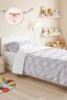 Rabbit Pastel Pink Girls' Pique Set - Cute Mint Floral Baby Room Bedspread - 160X220 cm