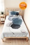 Blue Geometric Young Room Single Pique Set - Gray Minimal 160X220 cm Quilted Bedspread