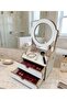 Adjustable Mirror Wooden White Makeup Organizer Decorative Stylish and Premium Design - 5