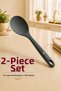 Ivory Set of 2 XL Serving Spoons and Rice Spoons Set, Non-Stick Cookware Compatible Kitchen Serving Utensils - 2