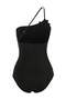 Black One-Shoulder Covered Floral Appliqué Regular Swimsuit Tbess26Ma00083 - 5