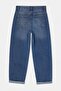 Navy Blue Folded-Cuff Detailed Boyfriend Jeans Tdrss26Pl00042 - 6