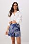 شورت سيتي وبرمودا باللون الأزرق الداكن-متعدد الألوان منقوش كتان Look City TWOSS26SR00233 - 2