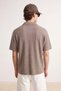 Vizon Oversize/Geniş Kesim Dokulu Fermuarlı Polo Yaka T-shirt TMNSS25PO00006 - 4