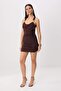 Brown Accessory Detailed Draped Sandy Short/Mini Dress Tprss26El00328