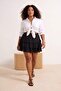 Black Woven Plus Size Skirt Tbbss26Az00022 - 4