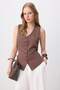 Brown Back Detailed Striped Vest Twoss26Ye00075 - 3