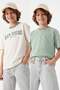 Ecru-Green 2-Pack Boys' Striped Knitted T-Shirt Tkdss26Ts00037