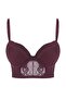 Bordo Micro Dantelli İp Askılı Ekstra Dolgulu/Push-Up Büstiyer Örme Sütyen THMAW24SU00022 - 10