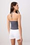 Anthracite Regular Fit Accessory Detailed Halter Neck Knitted Blouse with Lyocell Content Twoss26Bz00954 - 4