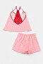 Pembe Kurdele/Fiyonklu Dantel Detaylı Saten Dokuma Pijama Takımı THMSS26PT00263 - 6