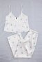 White-Multicolor Floral Satin Woven Pajama Set Thmaw27Pt00009 - 2