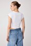 Black-White Plain Regular Crew Neck Moon Sleeve Short 100% Cotton Knitted T-Shirt Twoss26Ts00347 - 7