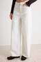 Beyaz %100 Pamuk Bel Detaylı Düşük Bel Wide Leg Jeans TWOAW27JE00056 - 3