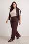 Kahverengi Wide Leg/Geniş Paça Dokuma Büyük Beden Kumaş Pantolon TBBAW23AR00007