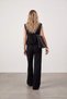 Black Sleeveless Zippered Waist-Adjustable Top with Elastic Waist and Comfortable Fit Pants with Garnish Set Tdrss26Au00109 - 2