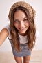 Camel Knitted Bead Accessory Detailed Women's Hair Accessory Takss26Da00039