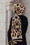 Luxury Medina Silk Leopard Patterned Mustard Color 75X195 Stain-Resistant Shawl Moss Crepe Sewing Type Italian Sewing