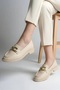 Women's Babet Gold Gold Square Buckle Detailed Moccasin Comfortable Lightweight Thin Loafer Shoes - 4