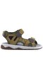 Genuine Leather Khaki Green Velcro Kids Sandals Shoes - 2