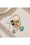 Airplane Ticket World and Camera Figured Manifest Travel Themed Gold Color Keychain - 2