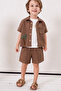 Palmiye Embroidered Short Sleeve Shirt Shorts 3-Piece Boy's Set 3702 Smr