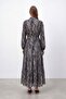 Women's Exotic Patterned Belted Long Dress - 26S-12685Elb - Black - 3