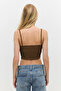 Square Neck Thin Strap Basic Crop Top - 4