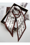 Horsehair Patterned Satin Scarf Brown Ecru Stylish Elegant Women's Neck Scarf - 2