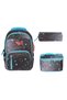 Gray Star Patterned Waterproof Lined Fabric School Bag Set 3 Pieces 1390