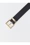 Leather-Look Classic Belt with Black Metal Buckle - 2