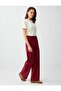 Burgundy Regular Waist Spanish Style Woven Long Trousers - 2