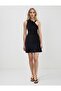 Black Straight Cut Regular Waist Mini Knitted Skirt - 2