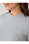 Gray Melange Crew Neck Short Sleeve Knitted Midi Dress - 4