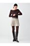 Bitter Coffee Straight Cut Long Sleeve Boat Neck Knitted Blouse - 3