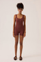 X Ece Burgundy Square Neck Strap Short Sports Jumpsuit Unitard - 2