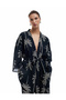 3/4 Sleeve Palm Printed Viscose Kimono with Binding Detail