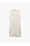 Sleeveless Mini Double Breasted Linen Blend Shirt Dress with Lacing Detail - 4