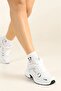 High Sole White Black Casual Sneakers - 2