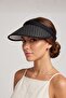 Women's Straw Visor Hat Black Patterned |   Wide Brim Uv Protection Summer Stylish Design - 2