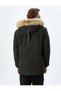 Anorak Coat Faux Fur Detailed Hooded Slim Fit Zippered - 4