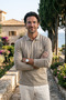Men's Polo Collar Long Sleeve Pocket Seasonal Sand Combed Cotton Sweat Classic Pattern - 5306 Bat