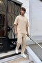 Ribbed oversize t-shirt beige - 2