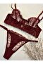 Burgundy Floral Print Underwire Bra Set - 6