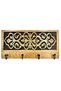 Key Holder for Wall – Hand-Carved Decorative Wooden Key Hanger with 4 Hooks | Key Hanger for Wall Entryway | Key Organizer | Arabic Floral Wall Art | Rustic Black Ebony | No Drilling - 3