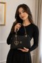 3 Compartment Women's Shoulder and Arm Bag with Gold Details + 2-Piece Wallet Set - 4